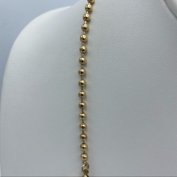 The Limited Gold Tone Ball Chain Blue Rhinestone Boho Chic Statement Necklace - Picture 6 of 10